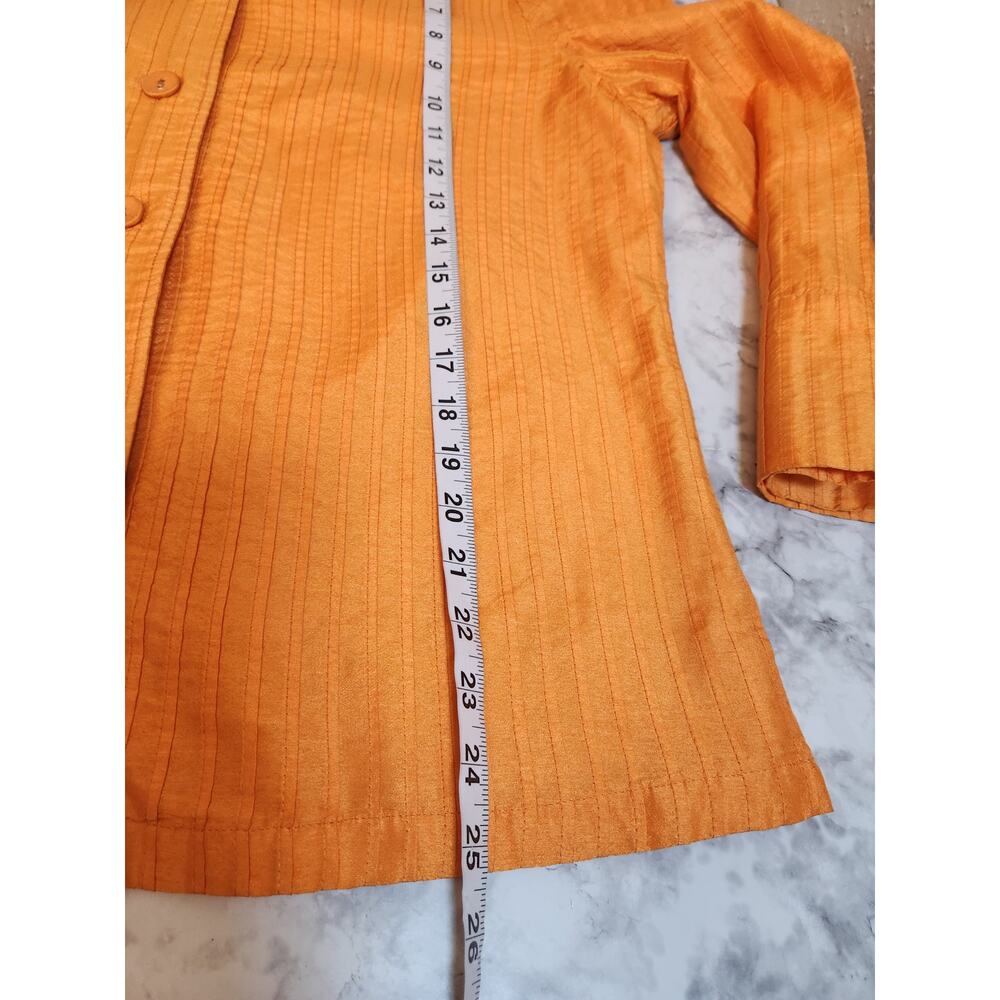 Chico's‎ Womens Orange Solid Pintuck Pleated Button Front 3/4 Sleeve Jacket Sz L - Picture 5 of 5
